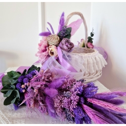 Palma wielkanocna z suszonych i stabilizowanych roślin w odcieniach lawendy 70 cm